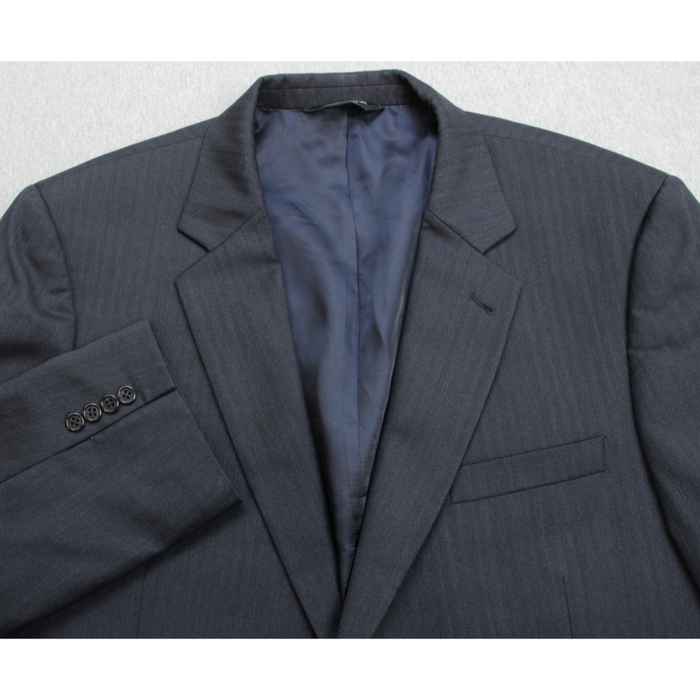 Jos A Bank Blazer Mens 46R Navy Blue Herringbone 100% Wool Signature 2 Buttons